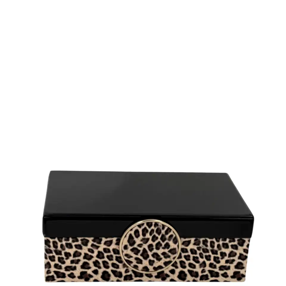 Leoparlı Siyah Dekoratif Kutu