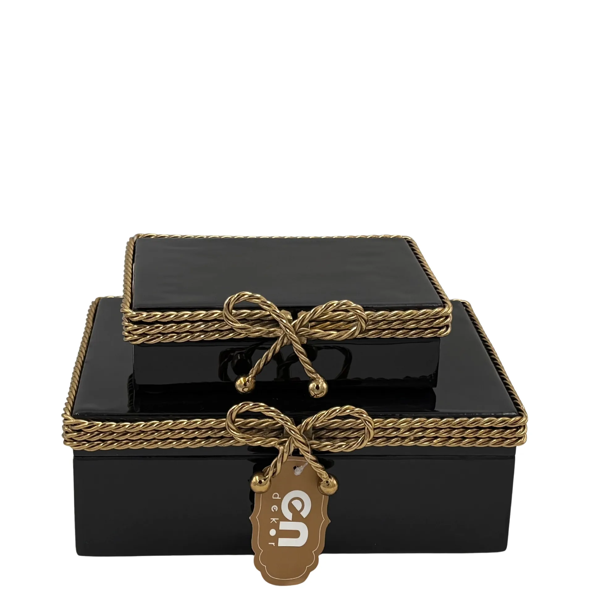 İkili Siyah Gold Detaylı Dekoratif Kutu