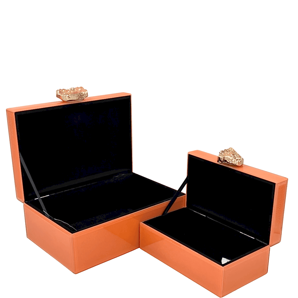 İkili Turuncu Cam Dekoratif Kutu