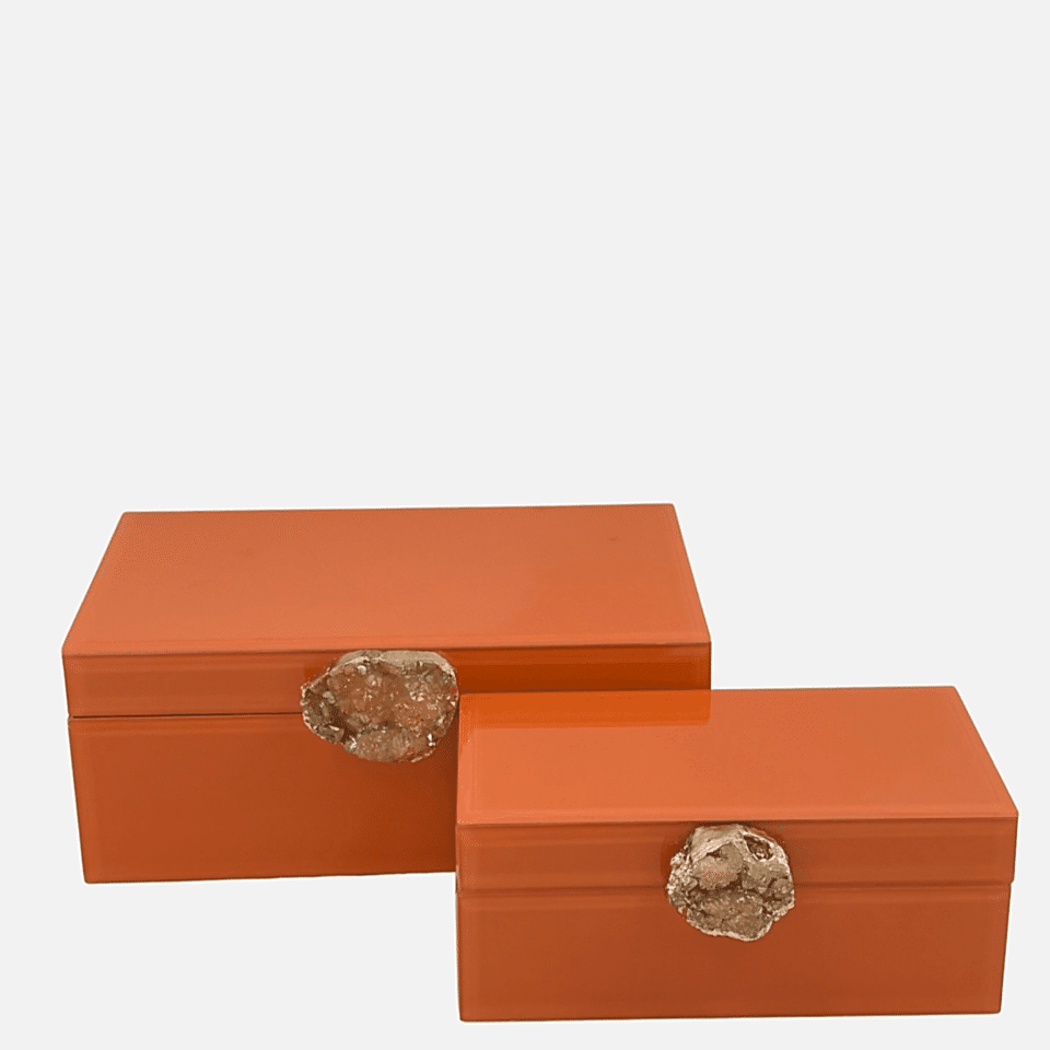 İkili Turuncu Cam Dekoratif Kutu