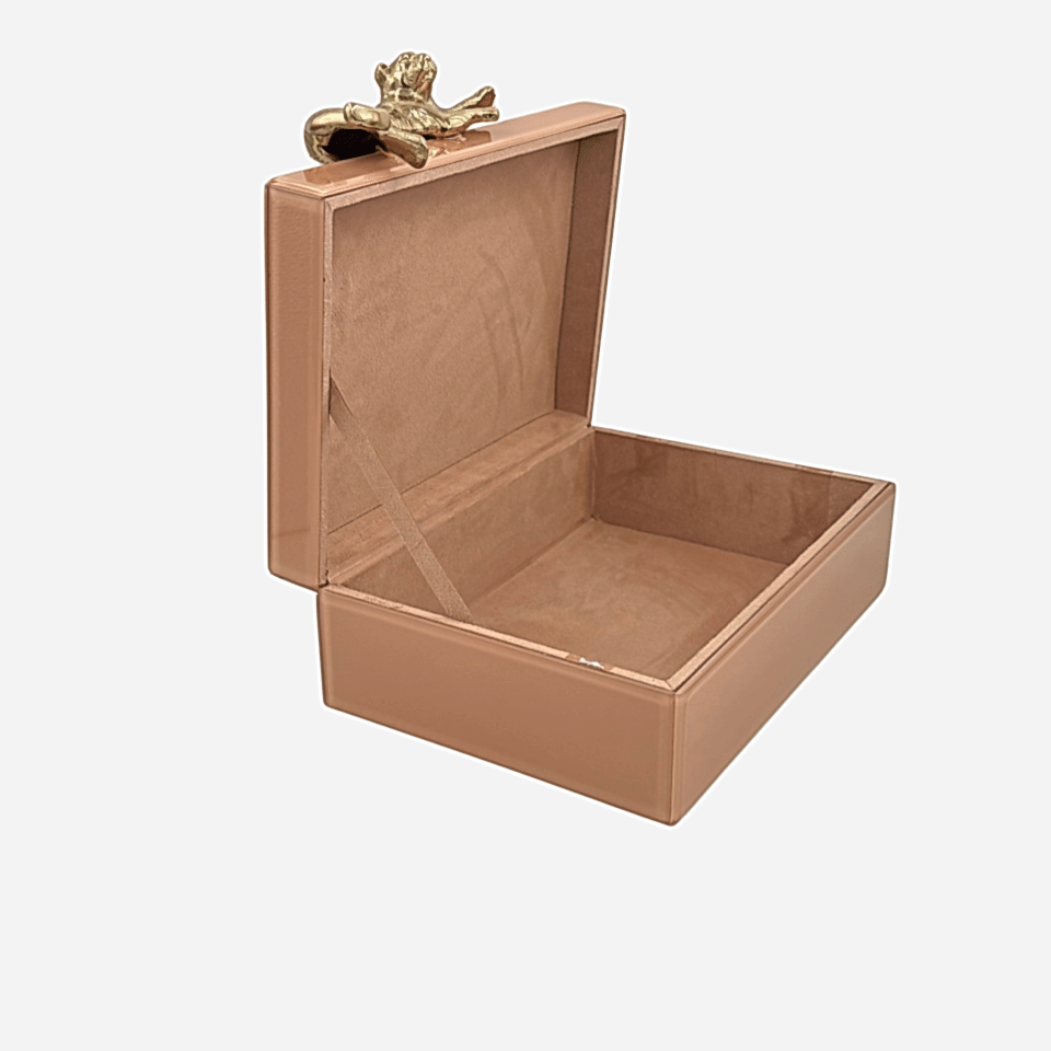 Somon Renkli Cam Dekoratif Kutu