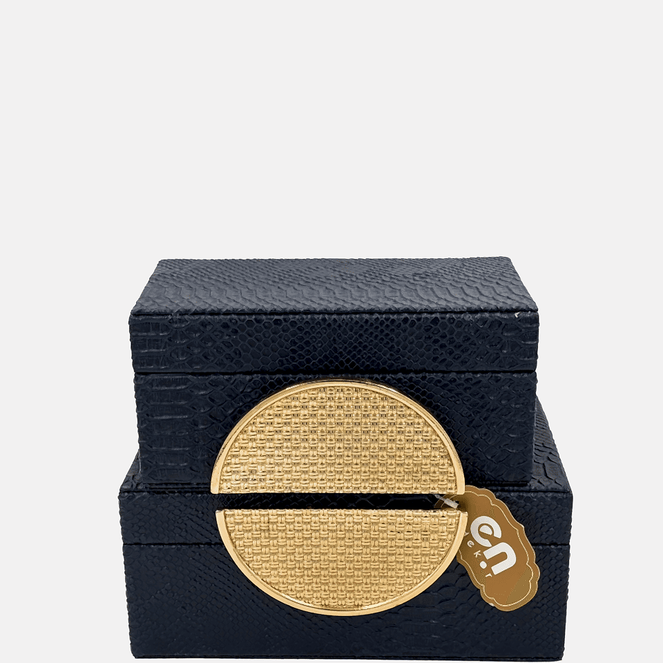 İkili Gold Lacivert Dekoratif Kutu