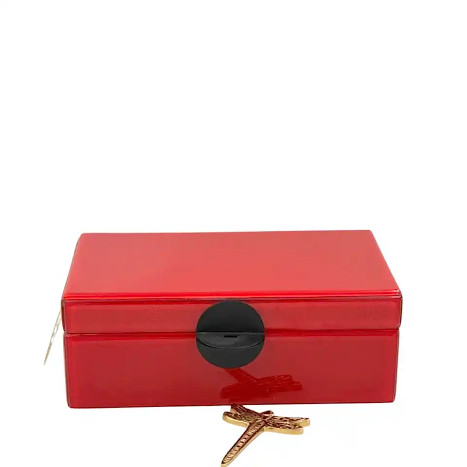 Kırmızı Cam Yusufcuk Dekoratif Kutu Küçük