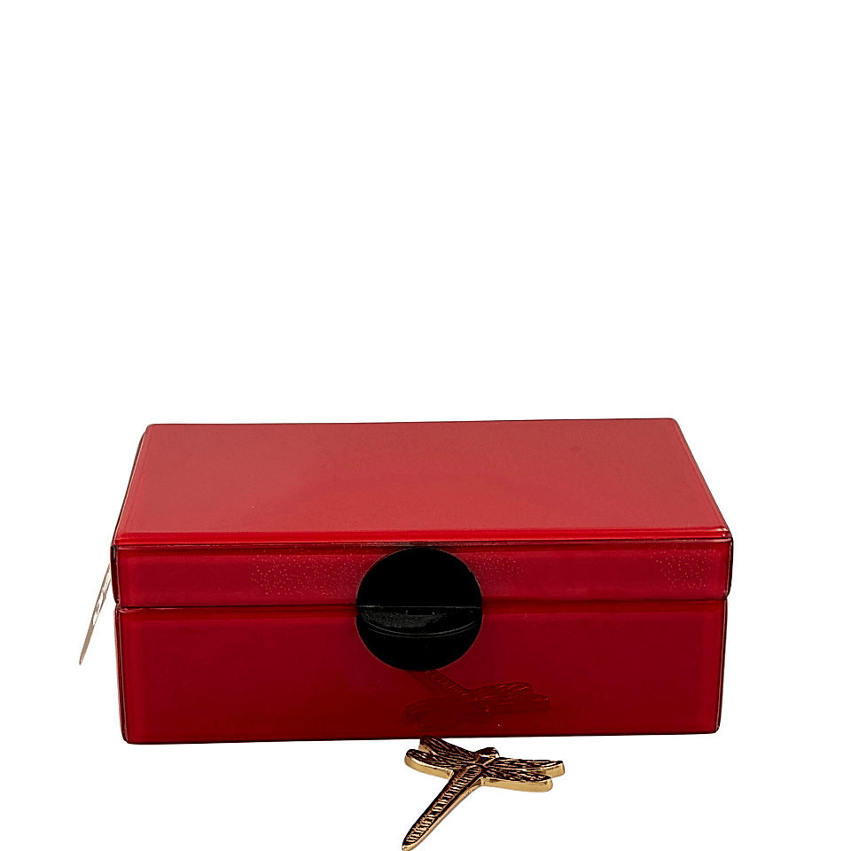 Kırmızı Cam Yusufcuk Dekoratif Kutu Büyük