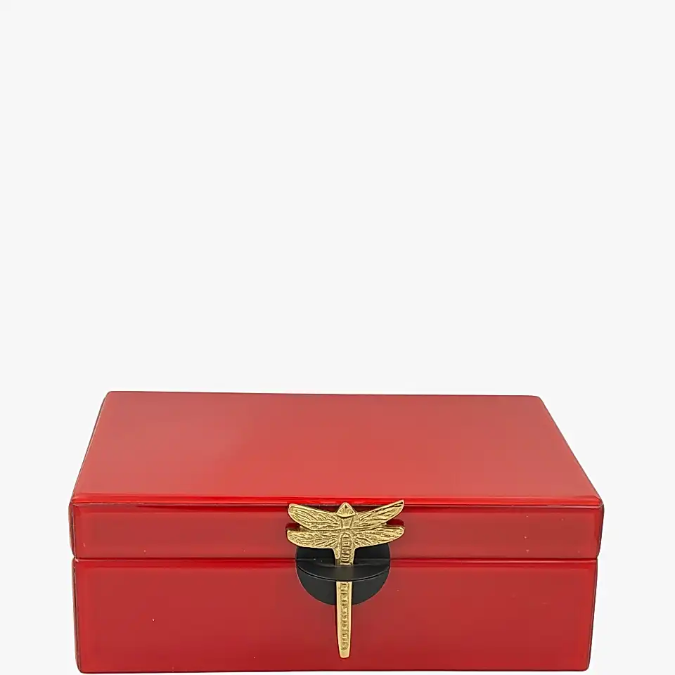 Kırmızı Cam Yusufcuk Dekoratif Kutu Büyük