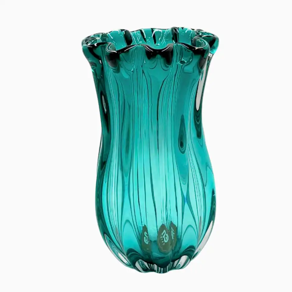 Cam Turkuaz Vazo Büyük