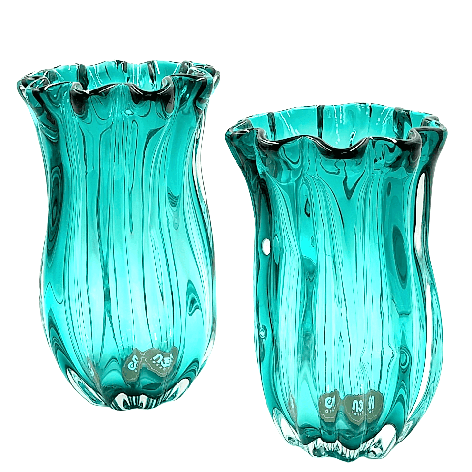 Cam Turkuaz Vazo Büyük